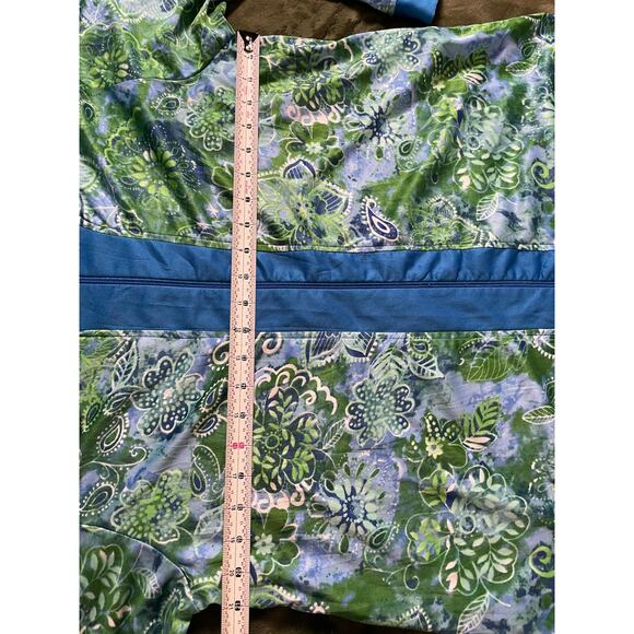 Collections Etc Full Length Robe Housecoat SZ Large Abstract Blue Green pattern - Picture 7 of 9